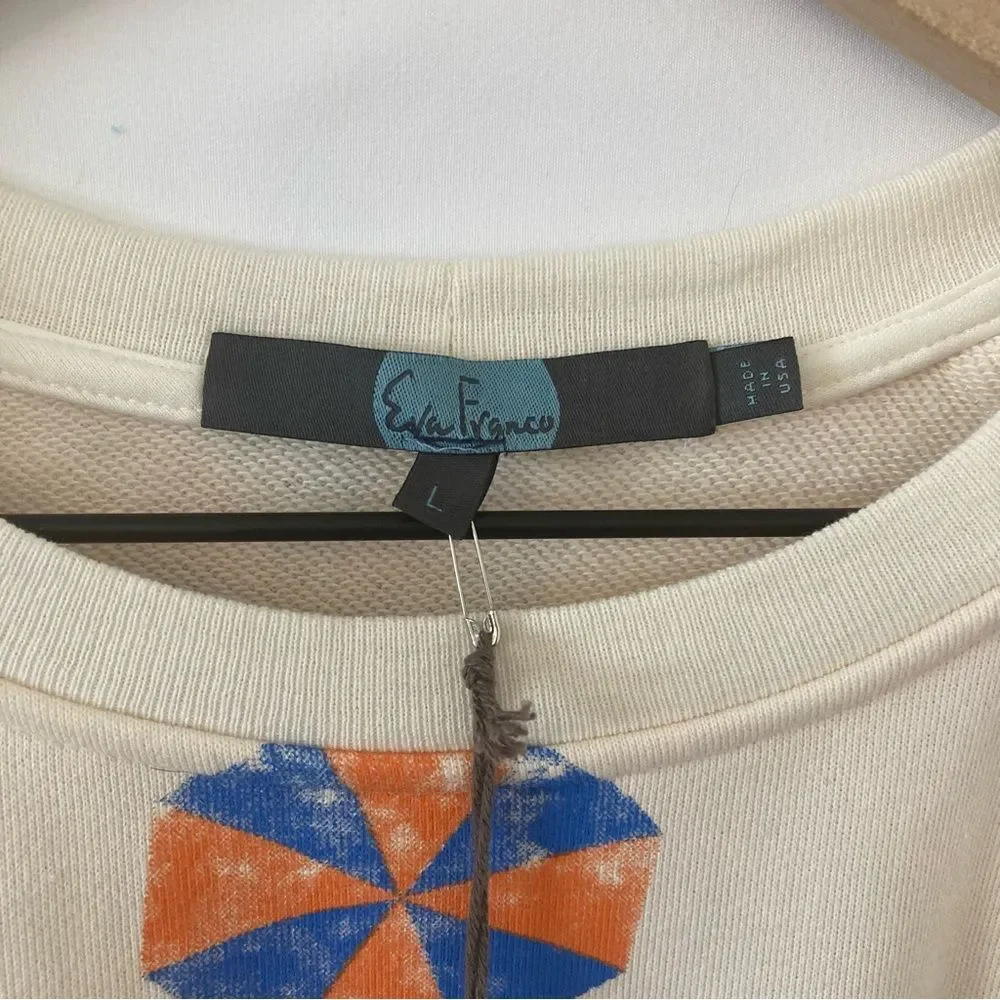 Eva Franco Anthropologie Beach Umbrella Pullover Sweatshirt Top Large NWT